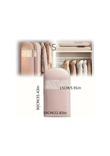 Hightower Pembe Katlanır Asılı Giyim Koruyucu Toz Geçirmez Gardırop Organizer Pembe