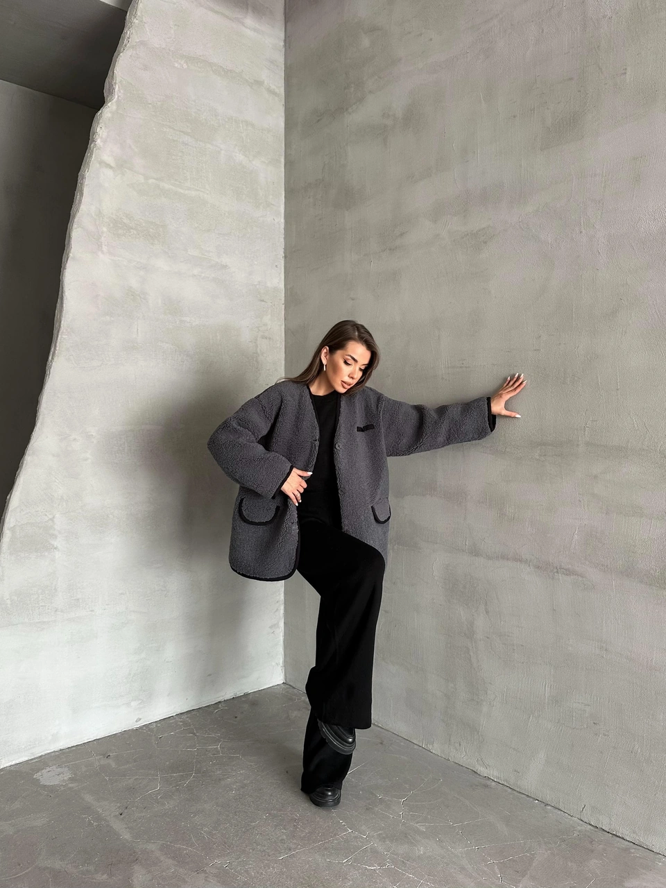 Antrasit Oakland Şerit Detaylı Bürümcük Ceket Antrasit