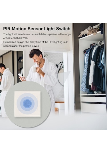 Besthome1 Hareket Sensörü Led Anahtar, 220v Akıllı Ev Otomasyonu İçin Beyaz 1-gang 1-gang