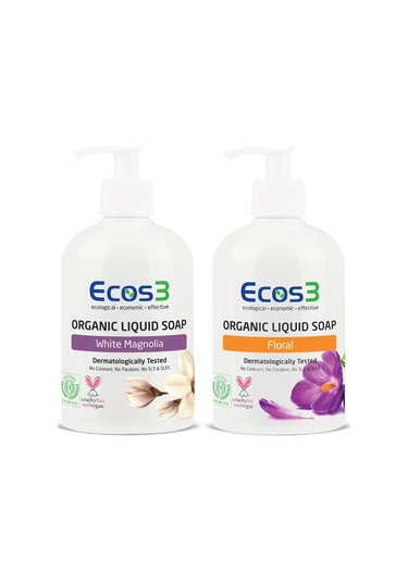 Ecos3 Organik Floral Sıvı Sabun 500 ML + Beyaz Manolya Sıvı Sabun 500 ML