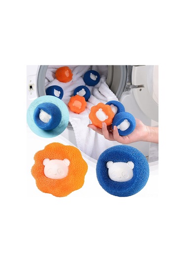 Qingmipy 12 Adet 6x6x5 Cm Pu Sponge & Pp Çamaşır Makinesi Topu - Saç Toplama, Kirlik Temizleme, Kumaş Koruma Özellikli Mavi Ve Turuncu Mavi - Turuncu