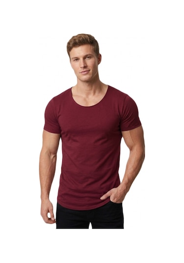 Deepsea Erkek Bordo Geniş Yaka Likralı Tişört Oval Yaka Slim Fit Eteği Oval Açık Yaka T-shirt 1801199 Bordo Deepsea Erkek Bordo Geniş Yaka Likralı Tişört Oval Yaka Slim Fit Eteği Oval Açık Yaka T-shirt 1801199 Bordo