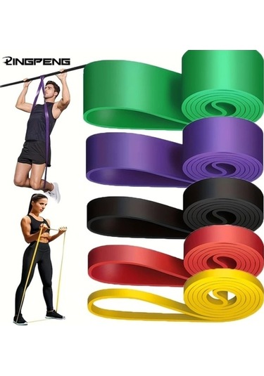 Pazly 5 Renkli Direnç Bandı Spor Bacak Bandı Elbise Takım Pull Up Bandı Egzersiz Bandı Altın Ağır Gerginlik Kaymaz Tper Altın