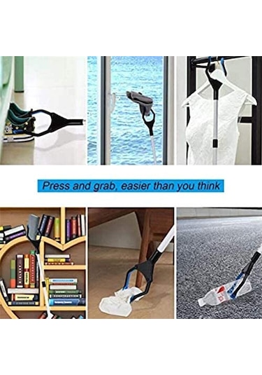 Geeroyoo Alüminyum Tüp Çok Amaçlı Toplama Aracı, Kolay Kullanım, 32 İnç Katlanabilir Atık Alıcı Gümüş, Mavi Gümüş - Mavi