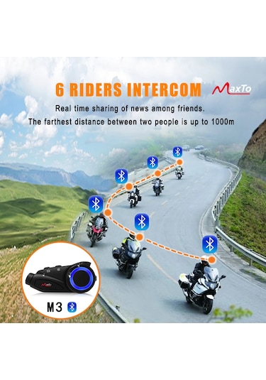 Kask Bluetooth Kulaklık Motosiklet Maxto M3 Kameralı Intercom