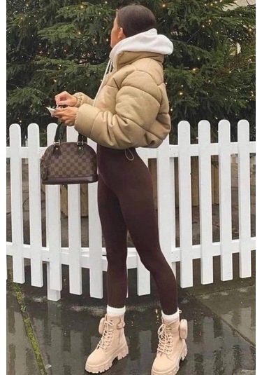 Madmext Kahverengi Yüksek Bel Kadın Fitilli Tayt Mg1625 Kahverengi