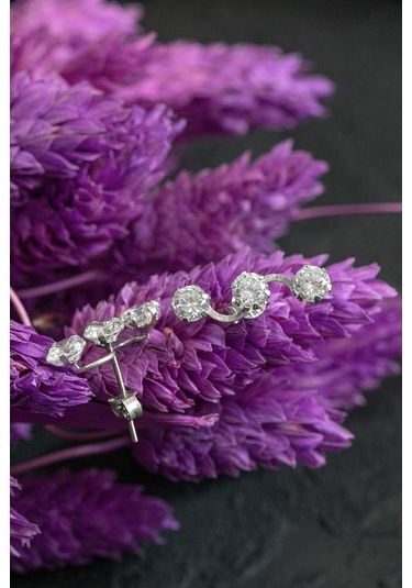 Moom Mücevherat Kadın Tek Taş Sarmaşık Küpe 14 Ayar Altın N11.15615