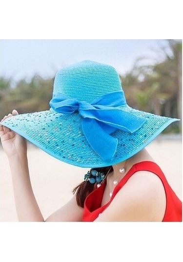 Vuitton Anti-ultraviyole Kadın Şapkası - Beyaz 694fmh Standart Beyaz - Lacivert