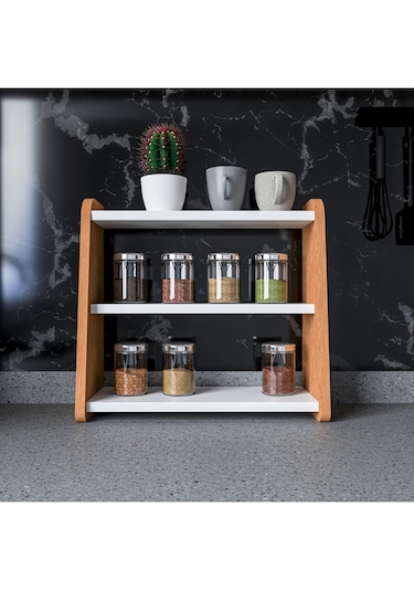 Alpa Ev Mobilya 3 Katlı Tezgah Üstü Organizer, Modern Mutfak Rafı Ve Çok Amaçlı Düzenleyici Atlantik Çam-beyaz