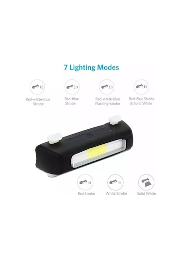 Mavi-kırmızı Çakarlı, 120 Lümen Usb Şarjlı Bisiklet Stop Lambası