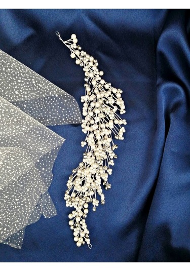 FdayAksesuar Gümüş Boncuklu Dal Model Saç Ve Türban Aksesuarı FRDY31319