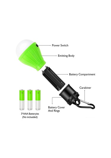 Folinda Portatif Led Kamp Lamba, Fener Rengi Ve Parlaklık Ayarlı, Dağcılık Kancalı, 3 Aaa Pil İle Çalışır Pil Yok , Turuncu