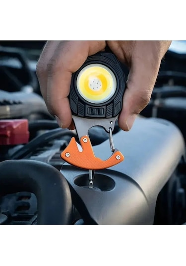 Q-max Çok Fonksiyonlu Mini Led Lamba Anahtarlık Ve Çakmak Usb Şarjlı Kamp İçin Taşınabilir Tam 7 Modlu Siyah