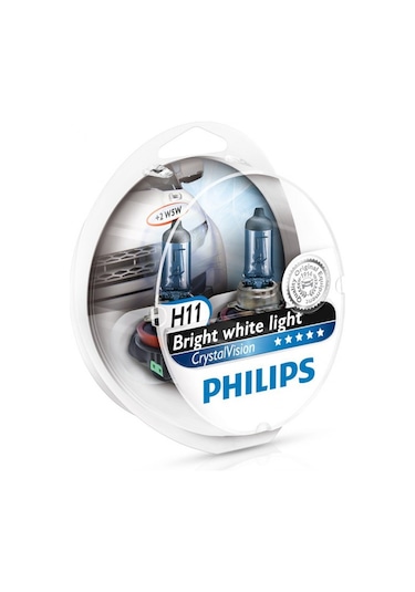 Philips Crystal Vision  H7 + 2 Mavi Park Ampülü