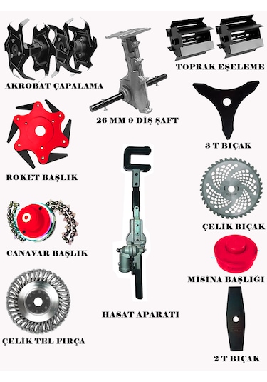 Eisenn BC520 12 Parça Sırt Tırpan + Çapalama Aparatları + Zeytin Toplama Set