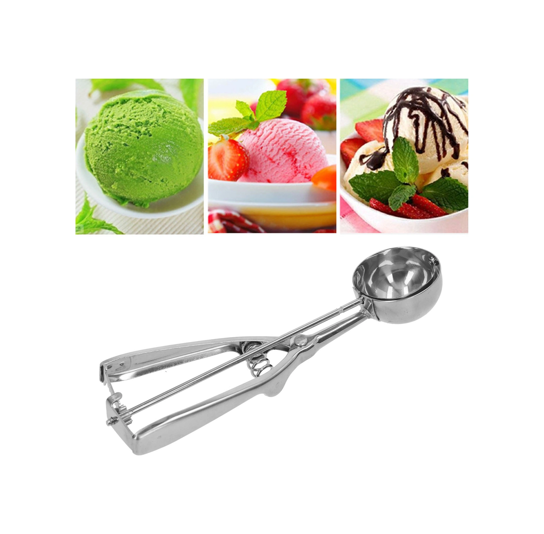 Kosona Paslanmaz Çelik Dondurma Kovaği - Çeşitli Yemeklerde Kullanım, Kolay Tetik Ve Dayanıklı Tasarım Diğer