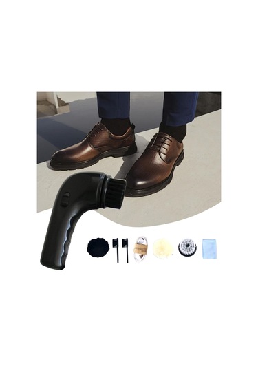 Homyl Elektrikli Ayakkabı Cilalama Fırçası Deri Bakım Seti Siyah