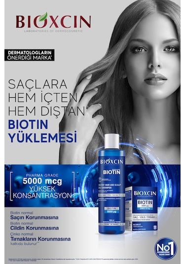 Bioxcin Biotin Şampuan 300 ml - Tüm Saç Tipleri Için Sağlıklı Saç ve Deri Şampuanı Günlük Kullanım