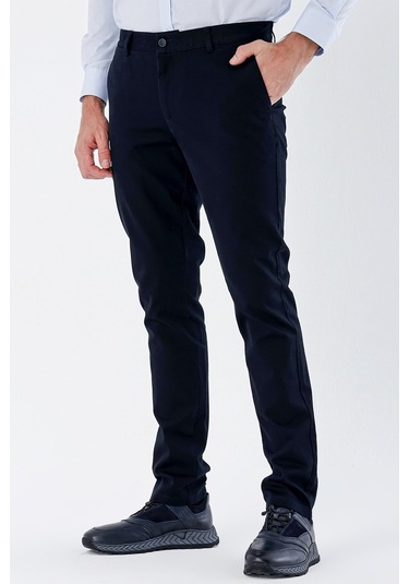 Koyu Lacivert Armürlü %100 Pamuk Yan Cepli Slim Fit Dar Kesim Casual Pantolon 1003235117-koyu Lacivert Koyu Lacivert