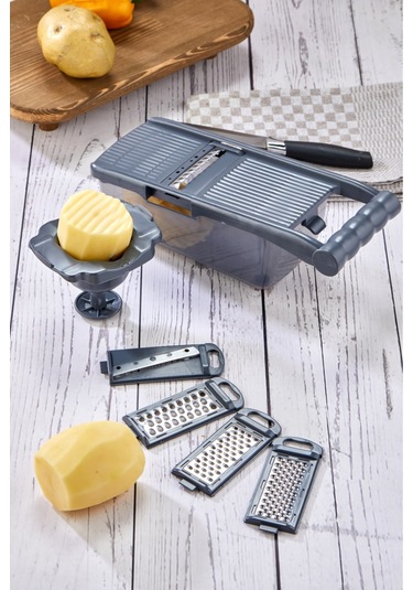 Cooker 5 Bıçaklı Hazneli Lüx Paslanmaz Çelik Rende Ckr3379-gri Dri