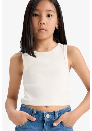 Defacto Kız Çocuk Bisiklet Yaka Basic Düz Atlet D9097a825hser100 Ekru