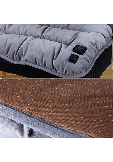 45 X 45 X 8cm Isıtmalı Yastık Araba Kadife Koltuk Minderi Siyah