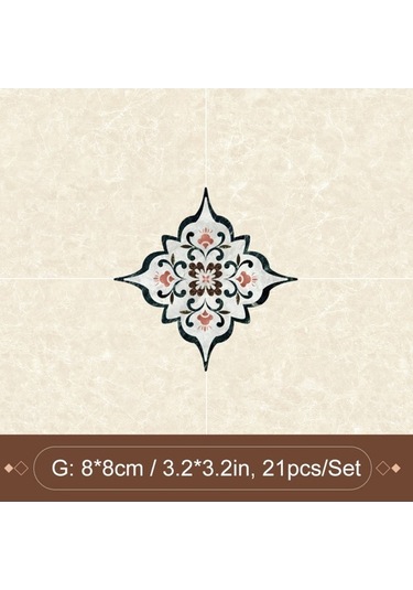 Pazly Zemin Yapışkanlı Su Sticker Seramik Mutfak Kendinden Karo İçin Geçirmez Duvar Desen Dekoru, Çapraz Adet 8x8cm 21 & - Zb