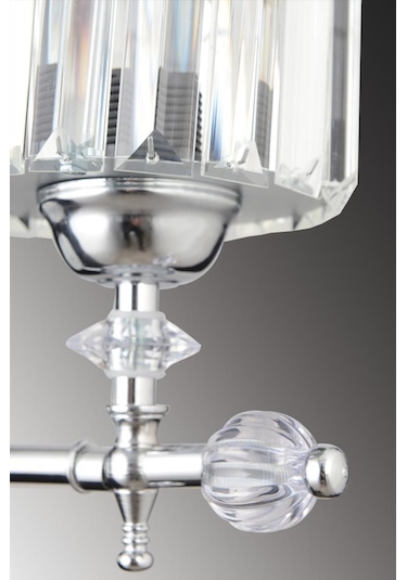 İstanbul Avize Cabo Tekli Gümüş Y-10 Kristal Taşlı Aplik Gümüş