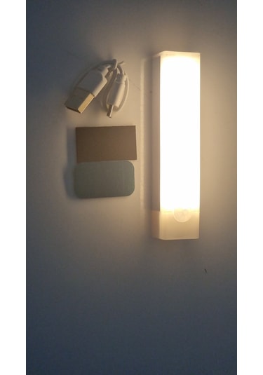 Hareket Sensörlü Şarjlı Led Dolap Işığı - Sıcak Sarı Işık-10 Cm Sıcak Işık