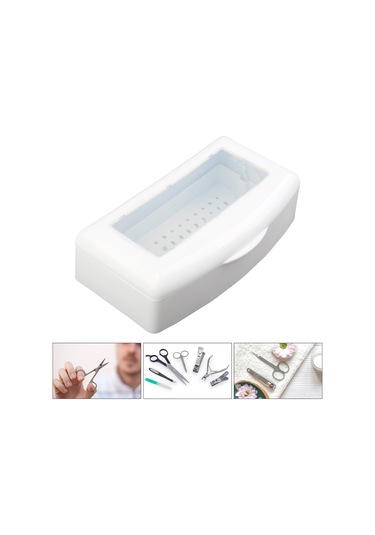 Mufunye Plastik Manikür Aletleri Dezenfeksiyon Kutusu - Otomatik Kaldırılan Tabak, Şeffaf Kapak, Taşınabilir Temizlik Gereci