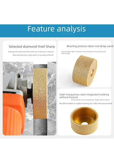 Mufunye Mermer, Kireçtaşı, Seramik Taşlarda Kullanım İçin 45mm Kalınlıkta Kesme Ve Taşlama Aracı - Direk Kenarlı Sinterli Elmas Taşlama Diski