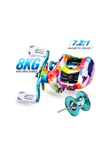 Qingmipy Proberos P2 Sol El Metal Spinning Reel: 7.2:1 Hız Oranı, 5+1bb Rulman, 8kg Dayanak Gücü, Renkli Boya Desenli, 18 Seviye Manyetik Fren Sistemi