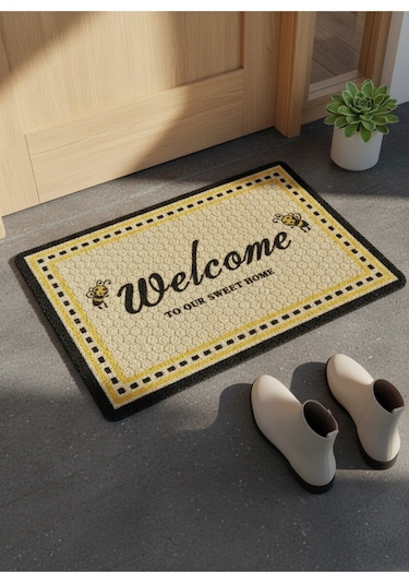 Hijyenik Kıvırcık Paspas 40x60 Cm - Islaklık Emici Kapı Önü Paspası Sarı