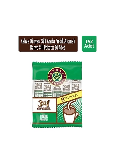Kahve Dünyası 3ü1 Arada Fındık Aromalı Kahve 24'lü 8 x 18 G