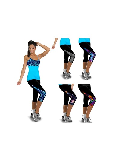 Elastik Spor Tayt Kadın Üç Çeyrek Pantolon Spor Salonu Spor Yoga Tayt