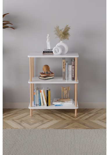 3 Raflı Kitaplık Ahşap Kitaplık Kitap Rafı Ayakkabılık -çam