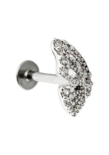 Cerrahi Çelik Taşlı Kelebek Piercing Gümüş