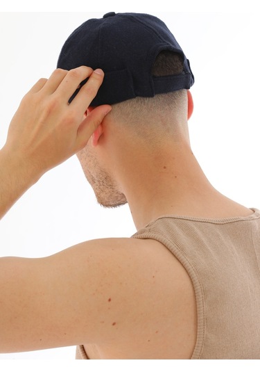 Kaşe Arkadan Ayarlı Retro Hip-hop Takke Şapka Lacivert