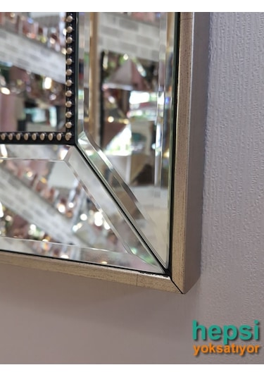 Ayna Çerçeveli Model Eskitme Gümüş Renk Boy Aynası Gümüş