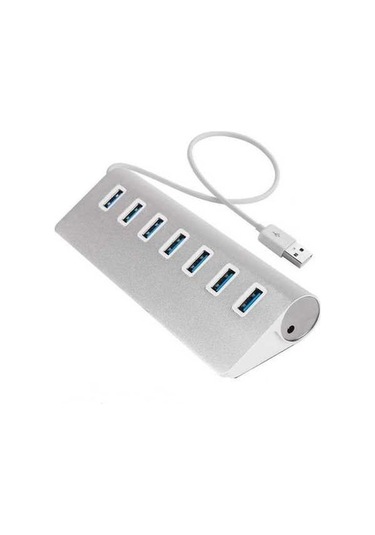 Novahub 7 Portlu Usb3.0 Hub, 5gbps Hızlı, Gümüş Alüminyum Tasarım, Güç Bağlantısı