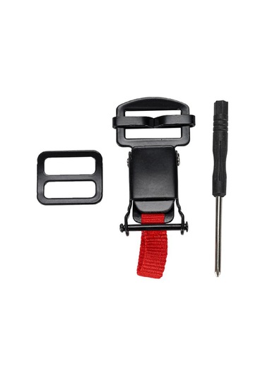 Ranyeek Koyu Siyah Abs Kask Hızlı Serbest Bırakma Kanca Seti + Tornavida 6.8x3.7x0.5cm