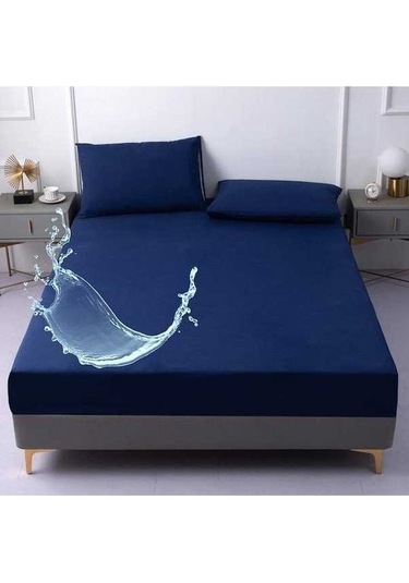 Novahub Laçivert Su Geçirmez Çarşaf, Ev Yatak Örtüsü, Yaz İlkbahar Kış, Elastik Kapaklı, 160x200cm Lacivert
