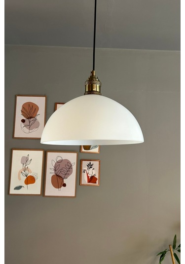 Perry Cam Tekli Avize Lale Beyaz Başlık Retro Sarkıt Lamba Restoran Salon Aydınlatma Beyaz