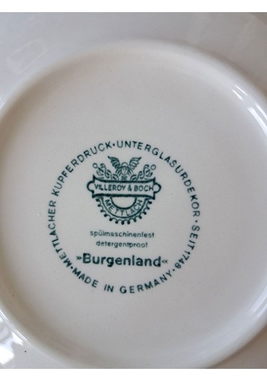 Vintage Burgenland Çiçek Desenli Antika Çay Fincanı Seti Mavi Mavi