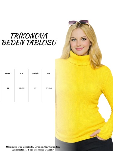 Trikonova Balıkçı Yaka Parmak Detaylı Sarı