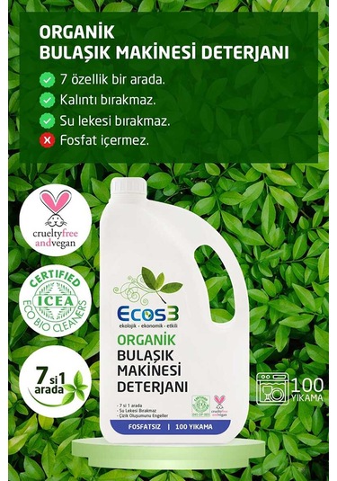 Ecos3 Organik Bulaşık Yıkama Seti (2 X 2,5 Lt)