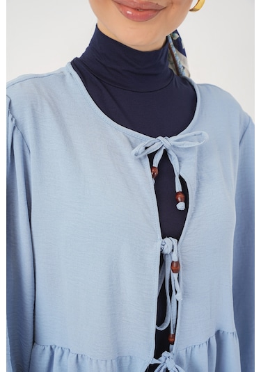 Kadın Önü Bağcıklı Tunik Pantolon İkili Takım 6744 - Mavi mavi Kadın Önü Bağcıklı Tunik Pantolon İkili Takım 6744 - Mavi mavi