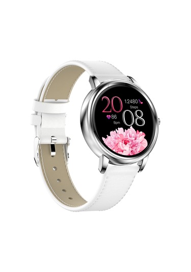 Tenfowee Ip67 Su Geçirmez Deri Kordon Akıllı Saat Beyaz