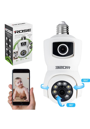 Wifi Ptz Akıllı Ampul 2 Kamera Gece Renkli Sesli Rose Ahd