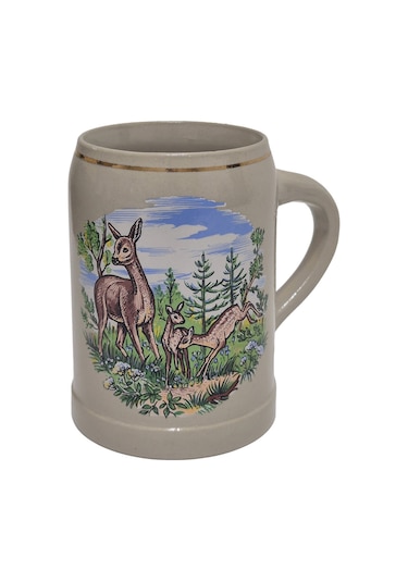 Vintage Tankart Ceylan Figürlü Alman Bira Bardağı 13,5cm